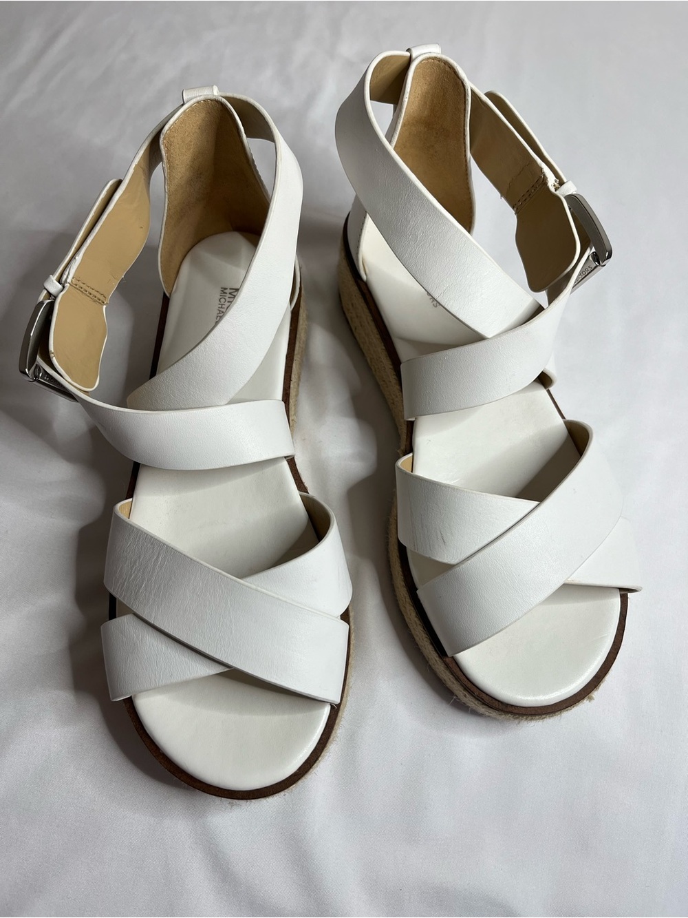 Michael Kors White Crisscross Platform Sandals